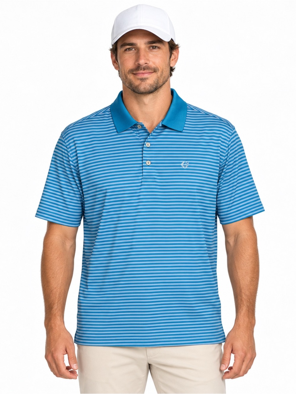Peter Millar Summer Comfort Blue Striped Performance Jersey Golf Polo MS16EK02